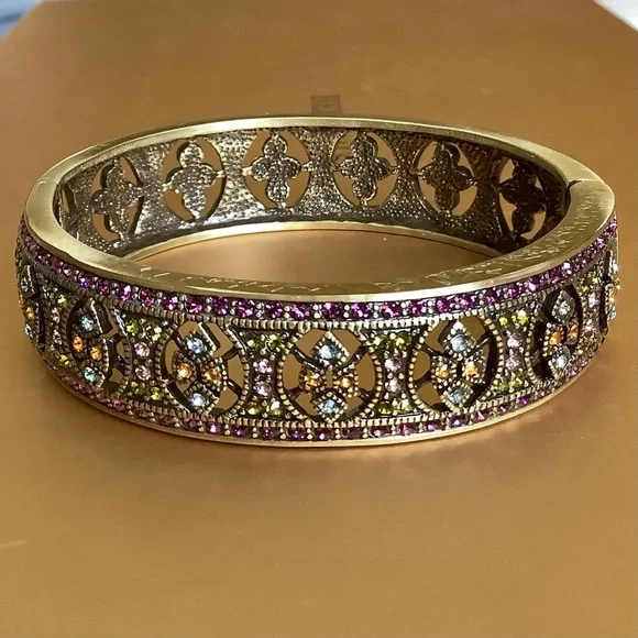 Heidi Daus Mosaic Masterpiece Crystal Bangle Bracelet SZ S/M